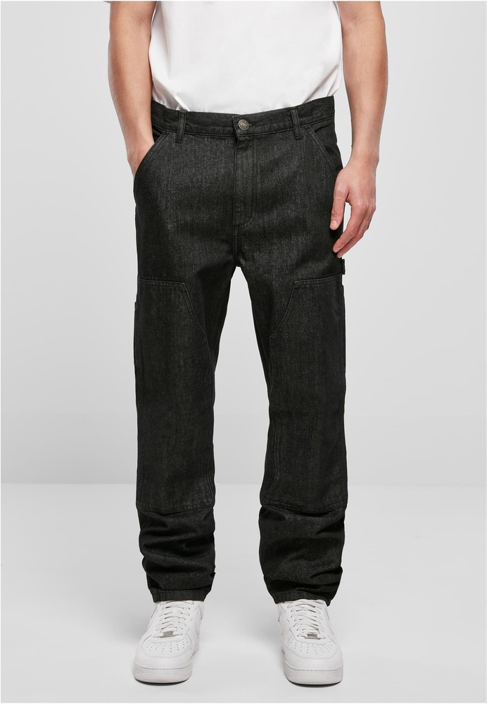 Urban Classics Hose Double Knee Jeans Realblack Washed - Herren / Unisex