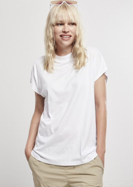 Urban Classics Damen T-Shirt Ladies Oversized Cut On Sleeve Viscose Tee White