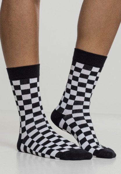 Urban Classics Socks Checker Socks 2-Pack Black/White