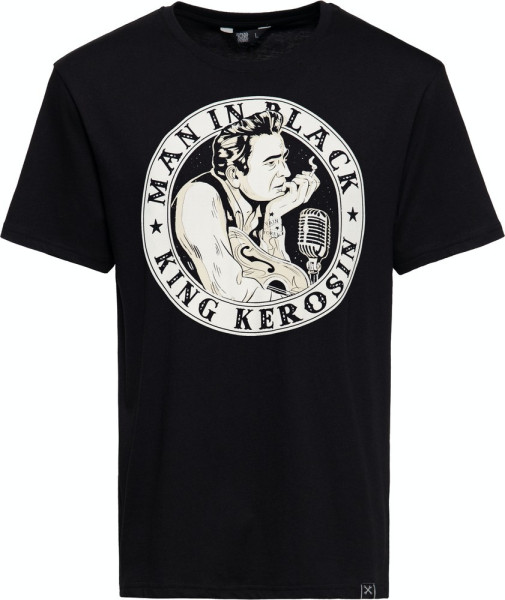 King Kerosin Man in Black T-Shirt Schwarz