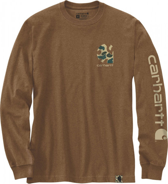 Carhartt Longsleeve Camo Logo Graphic L/S T-Shirt Oiled Walnut Heather