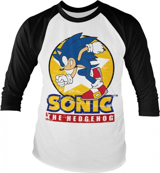 Fast Sonic The Hedgehog Baseball Longsleeve Tee White-Black