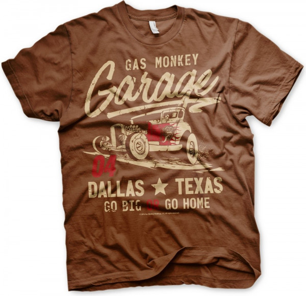Gas Monkey Garage GMG Go Big Or Go Home T-Shirt Brown