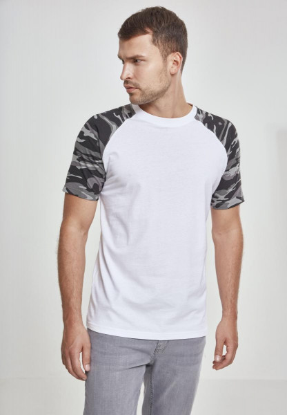 Urban Classics T-Shirt Raglan Contrast Tee White/Darkcamouflage