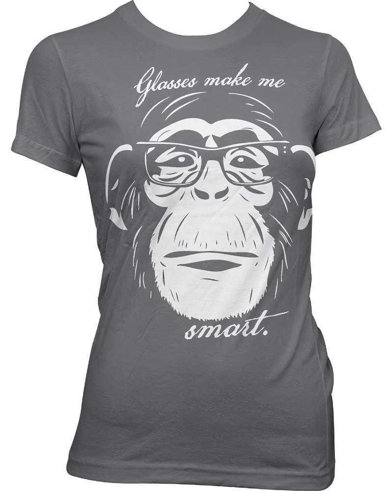 Hybris Glasses Makes Me Smart Girly Tee Damen T-Shirt Dark-Grau - Damen