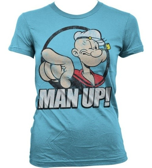 Popeye Man Up! Girly T-Shirt Damen Skyblue