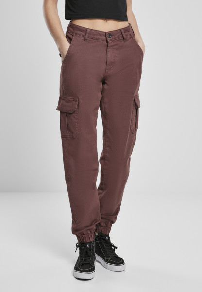 Urban Classics Women Trousers Ladies High Waist Cargo Pants Cherry