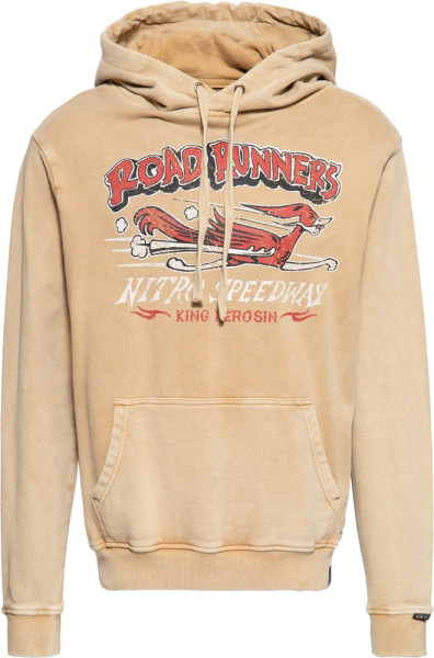 King Kerosin Roadrunner Acid washed Hoodie Beige