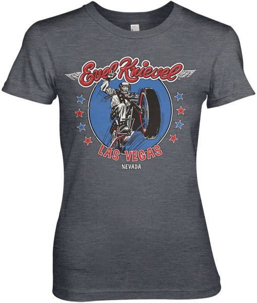 Evel Knievel In Las Vegas Girly Tee Damen T-Shirt Dark-Heather
