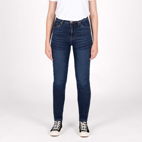 Knox Damen Motorrad Jeanshose Women'S Colton Skinny Short 69304 Stone Wash Indigo-L/14