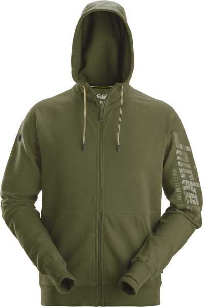 Snickers Arbeitspullover Logo Hoodie mit Reißverschluss Khaki/Grün