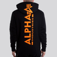 Alpha Industries Sweatshirt Back Print Hoody Neon Print Black/Neon Orange