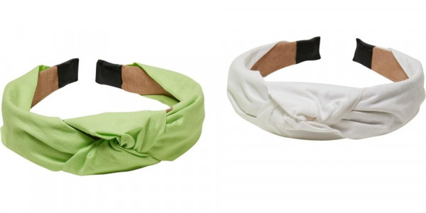 Urban Classics Light Headband With Knot 2-Pack Lightmint/White