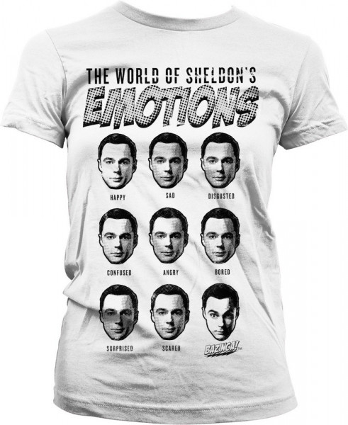 The Big Bang Theory Sheldons Emotions Girly Tee Damen T-Shirt White