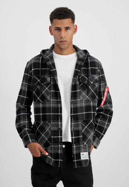 Alpha Industries Jacke Flannel Hoody Shirt Black/Grey
