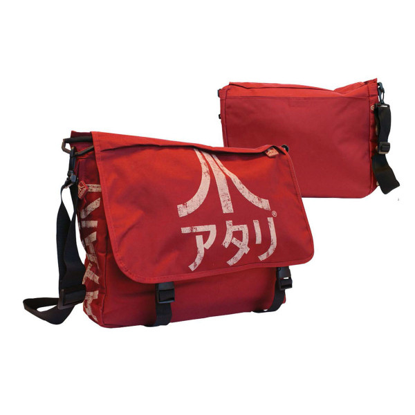 ATARI Shoulder Bag Dark Red Messenger Bag with Japanese Logo Red