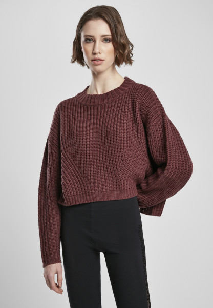 Urban Classics Women Sweatshirt Ladies Wide Oversize Sweater Cherry