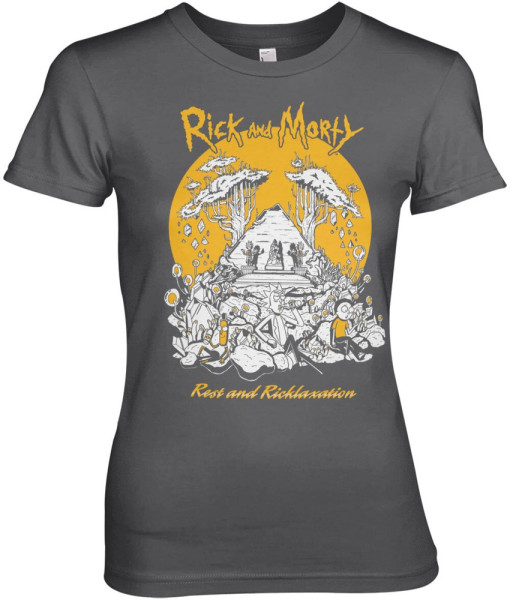 Rick And Morty Rest And Ricklaxation Girly Tee Damen T-Shirt Dark-Grey