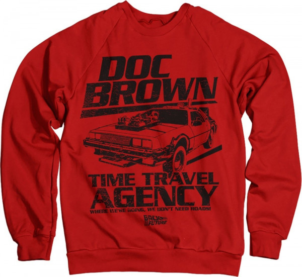 Back to the Future Doc Brown Time Travel Agency Sweatshirt Red