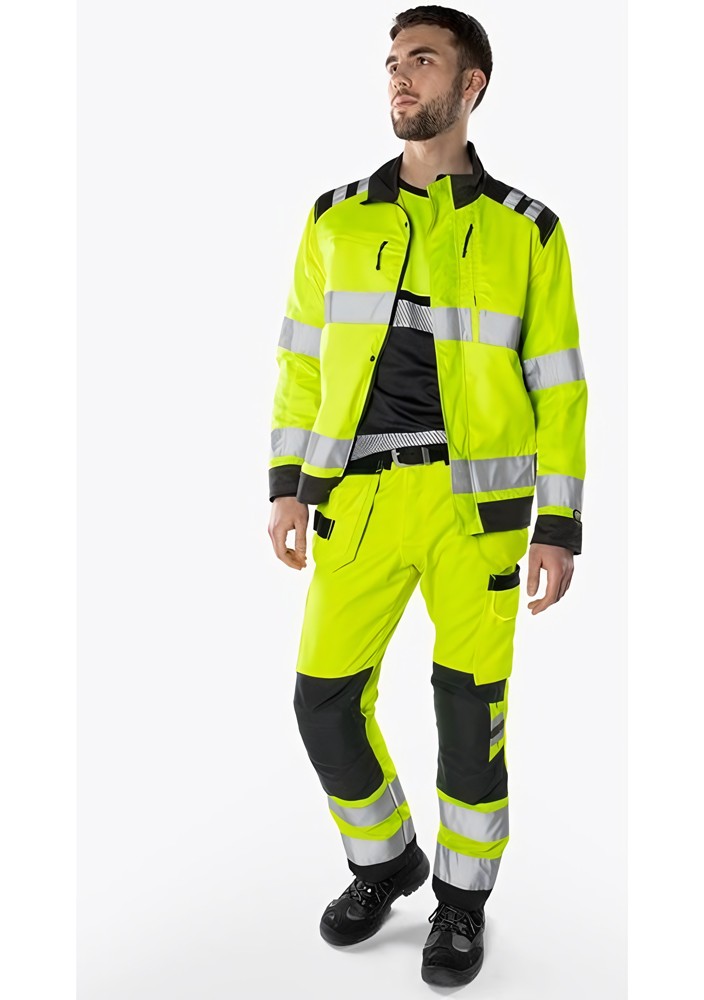 Fristads High Vis Grün Handwerkerhose Kl. 2 2641 GPLU Warnschutz-Orange/Marine - Herren / Unisex