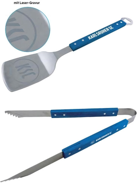 Karlsruher SC Grillbesteck (2er Set) Fußball Blau/Weiß