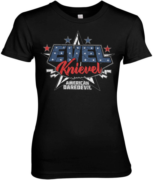Evel Knievel American Daredevil Girly Tee Damen T-Shirt Black