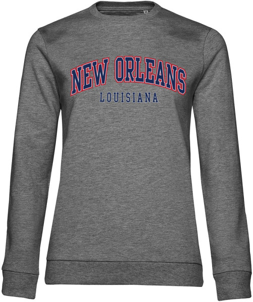 New Orleans Louisiana Girly Sweatshirt Damen Medium-Heather-Grey