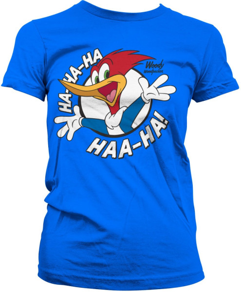 Woody Woodpecker HaHaHa Girly Tee Damen T-Shirt Blue