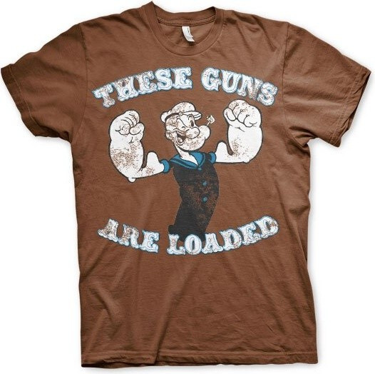 Popeye These Guns Are Loaded T-Shirt Brown