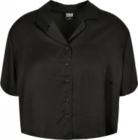 Urban Classics Damen Ladies Viscose Satin Resort Shirt Black