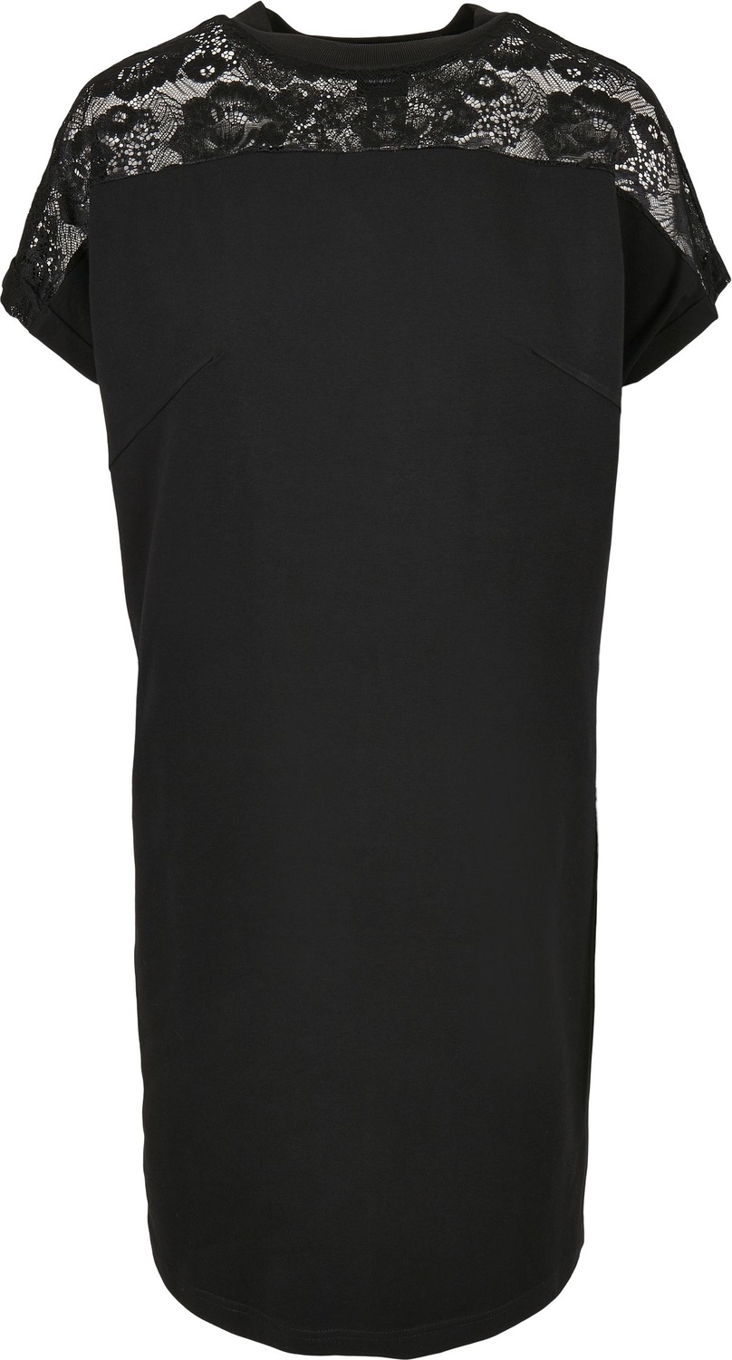 Urban Classics Damen Kleid Ladies Lace Tee Dress Schwarz - Damen