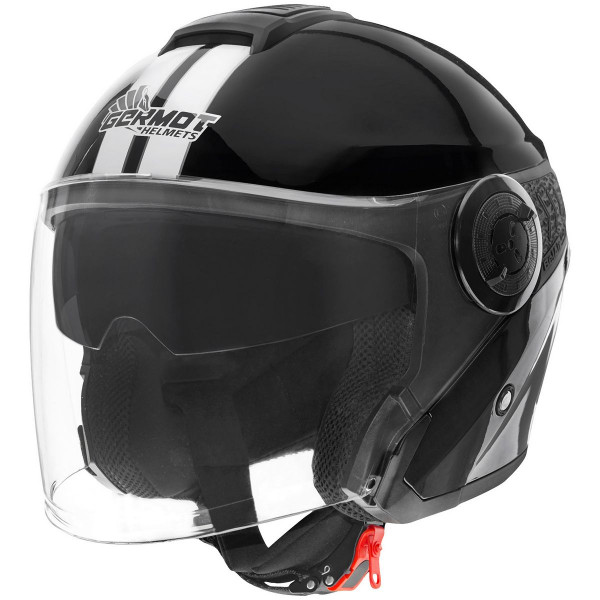 Germot Motorrad Helm GM 660 Jethelm mit integriertem Sonnenvisier Black/White