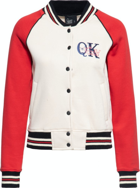 Queen Kerosin Damen Poodle Lounge College Sweatjacke Rot