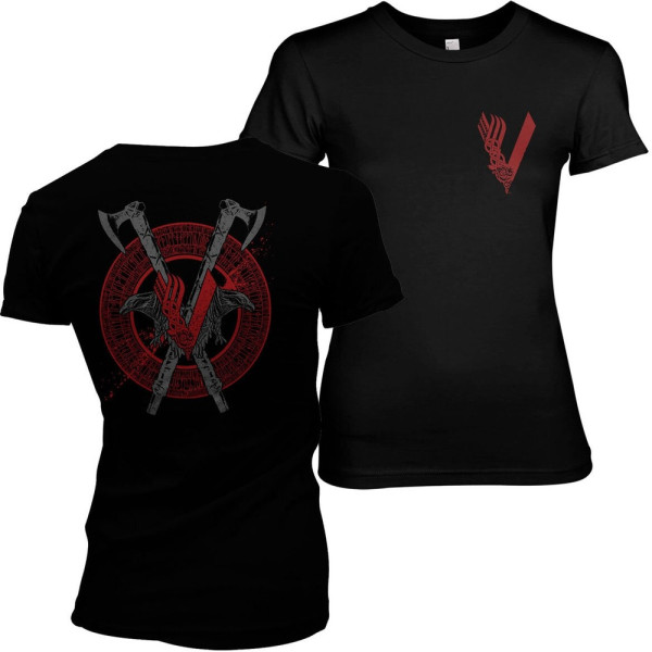 Vikings Raven and Axe Girly Tee Damen T-Shirt Black