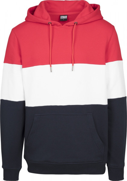 Urban Classics Kinder Hoodie Boys 3-Tone Hoody Fire Red/White/Navy