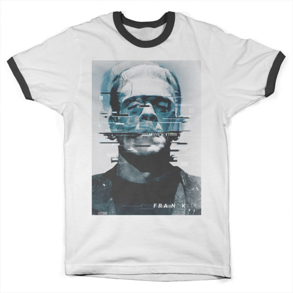 Universal Monsters Frankenstein Bad Signal Ringer Tee White-Black