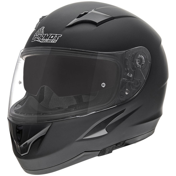 Germot Motorrad Helm GM 306 Integralhelm mit integriertem Sonnenvisier matt Black