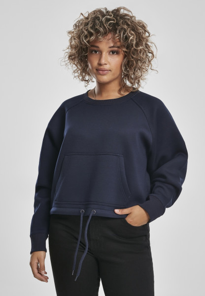 Urban Classics Women Sweatshirt Ladies Oversized Short Raglan Crew Midnightnavy