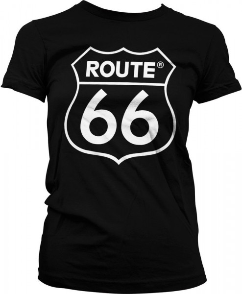 Route 66 Logo Girly Tee Damen T-Shirt Black