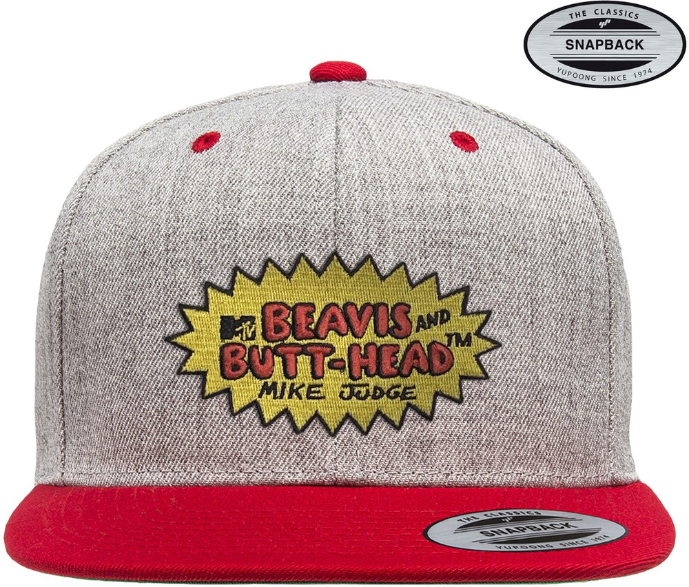 Beavis and Butt-Head Premium Snapback Cap Heather-Grau-Rot - Herren / Unisex