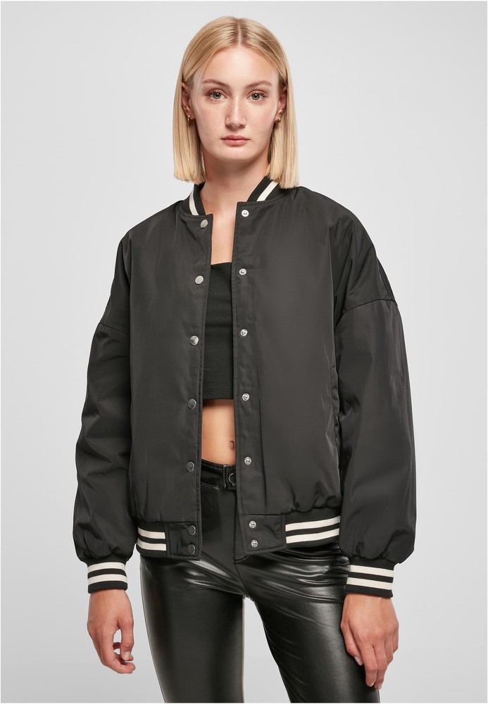 Urban Classics Damen Jacke Ladies Oversized Recycled College Jacke Schwarz - Damen
