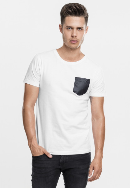 Urban Classics T-Shirt Leather Imitation Pocket Tee White/Black