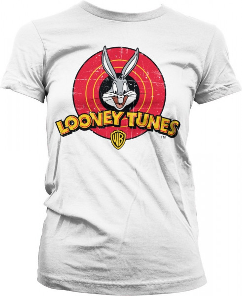 Looney Tunes Distressed Logo Girly Tee Damen T-Shirt White