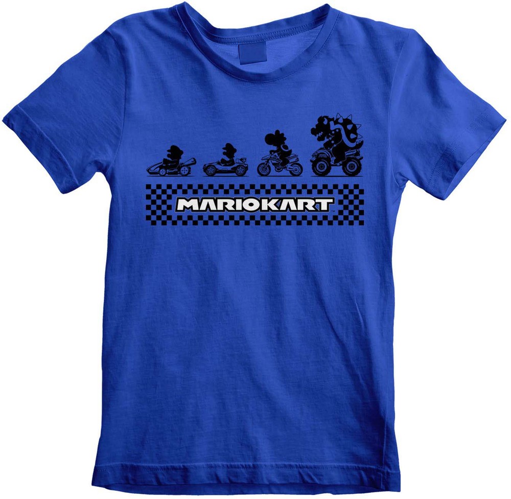 Nintendo Super Mario Kart - Silhouettes (Kids) Jungen Kinder T-Shirt Blau - Herren / Unisex