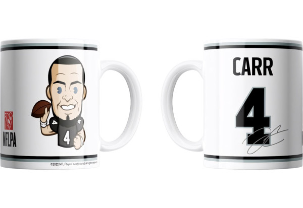 Las Vegas Raiders Derek Carr Emoji Jumbo-Tasse 440 ml American Football NFL Schwarz-440 ml