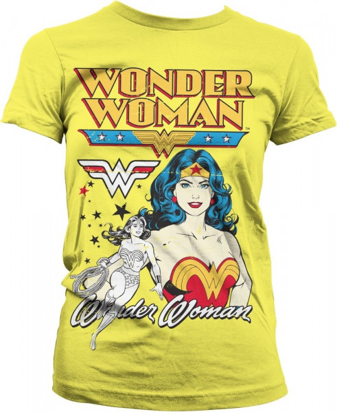 Posing Wonder Woman Girly Tee Damen T-Shirt Yellow