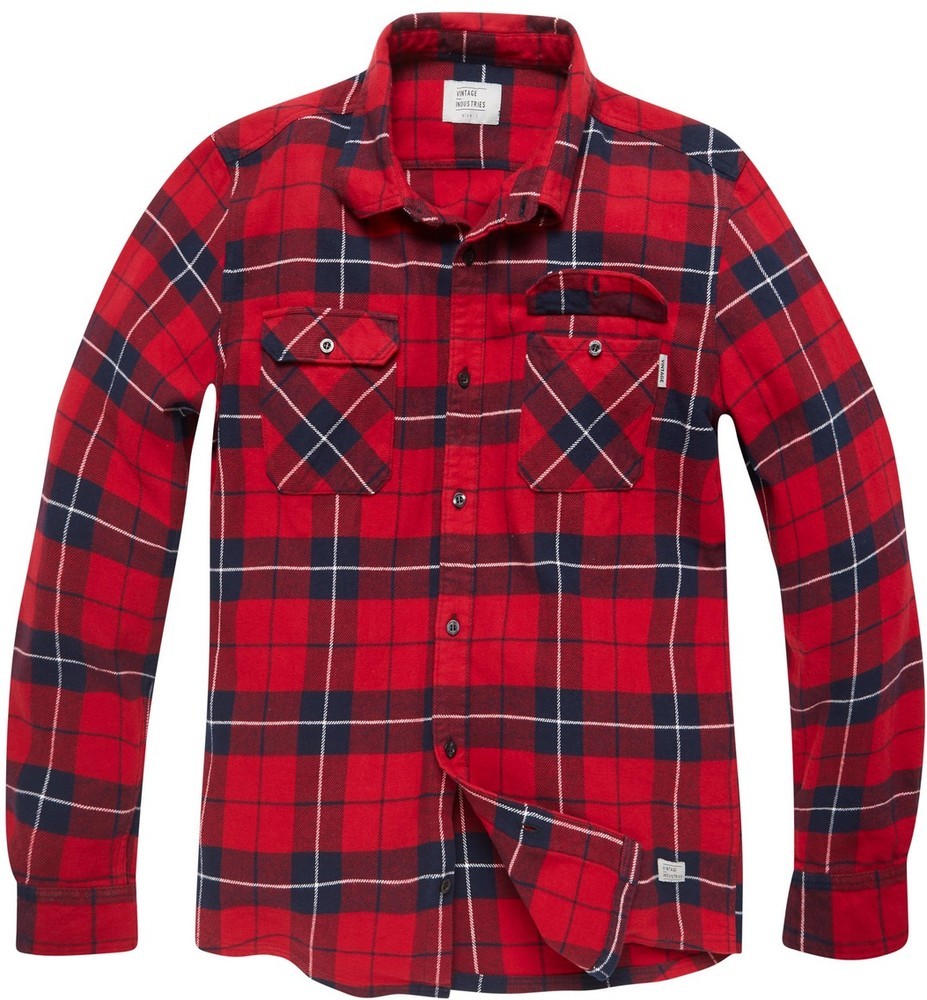 Vintage Industries Karohemd Sem Flannel Shirt Rot Check -Sem - Herren / Unisex