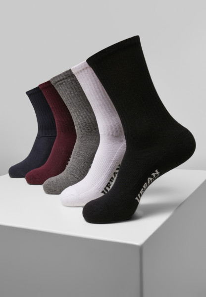 Urban Classics Socks Logo Sport Socks 5-Pack Black/White/Grey/Burgundy/Navy