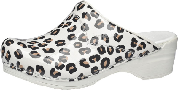Sanita Clogs Damen Sandalen Leopard White