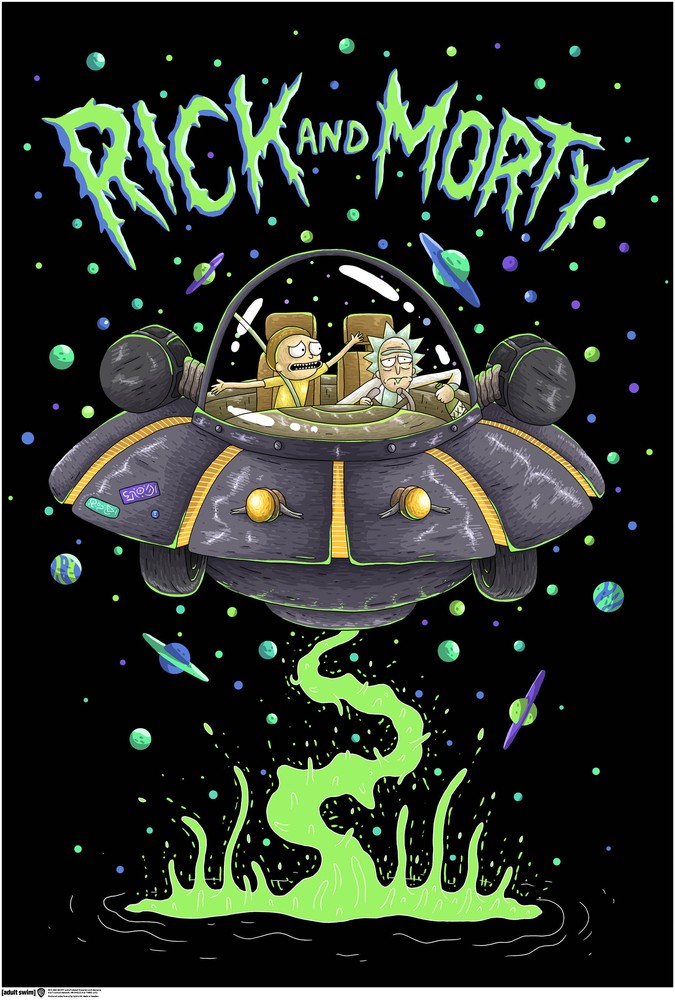 Rick And Morty Spaceship Poster Multicolor - Herren / Unisex